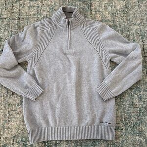 DKNY Jeans Men's Light Gray quarter Zip-Up Sweater